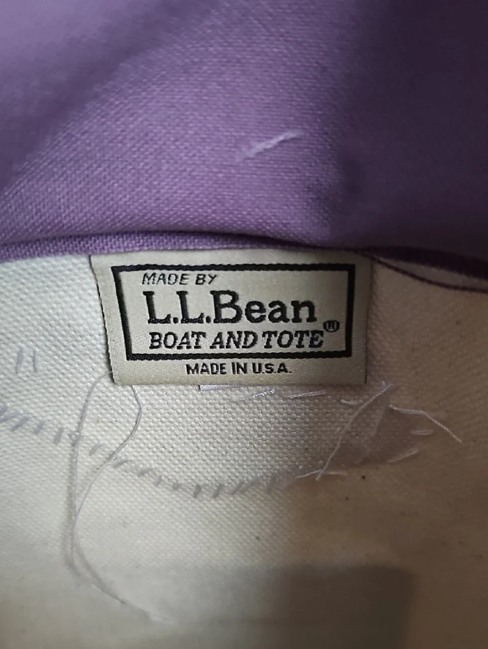 LL BEAN Canvas Tote Bag in Cream and Lavender